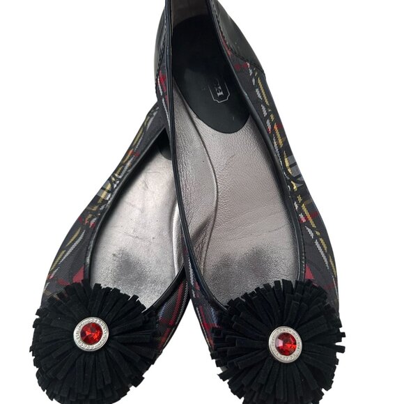 COACH Womens Robbin Plaid Logo Flats Size 8 - Picture 2 of 9